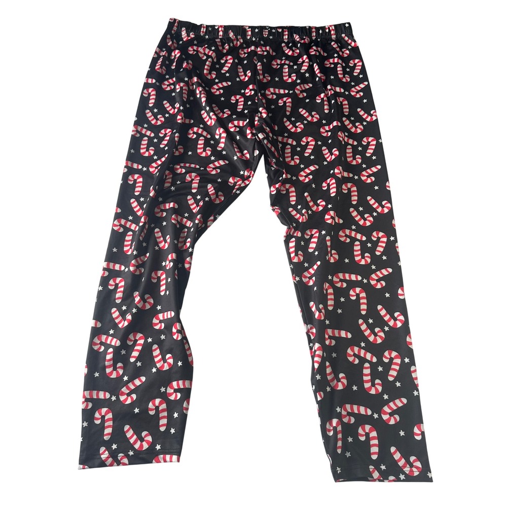 Emery Rose Mens 5XL Christmas Pajama Pants Candy Cane Star Print Black PJ Bottom